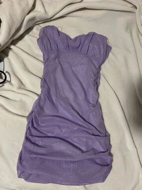 Strapless Lavender Glitter Bodycon Dress